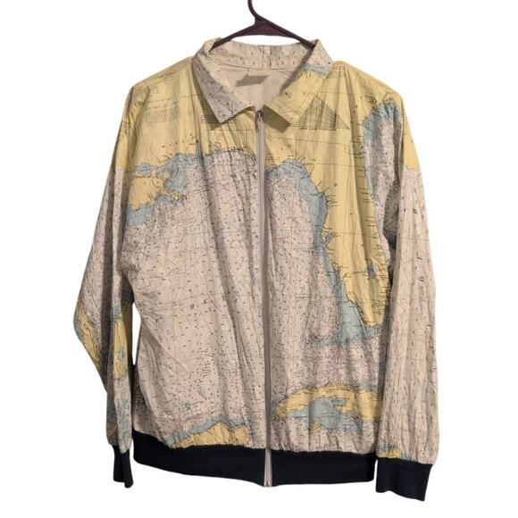 Vintage Chart-Wear by Pro-Motion Technology Windbreaker Gulf of Mexico Map Print - Picture 1 of 9